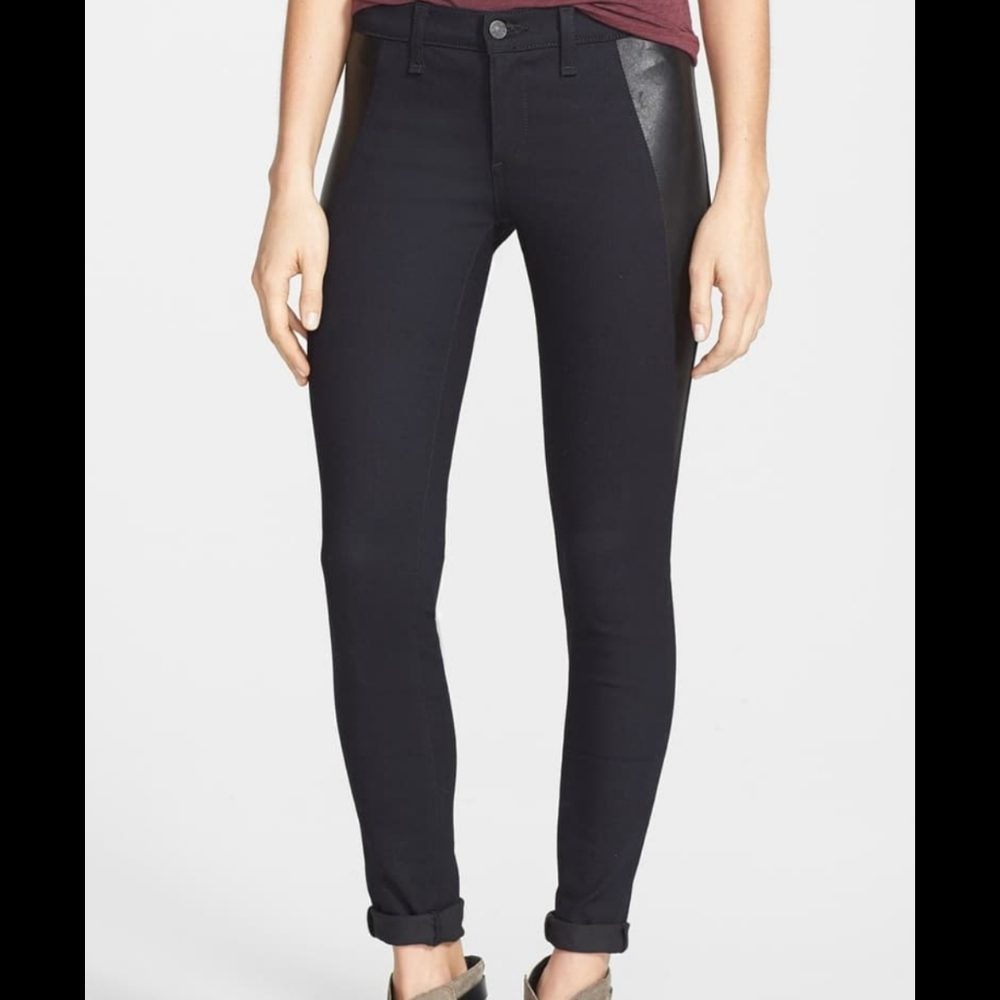 Rag & Bone Pop Leggings Leather panel skinny jeans size 26